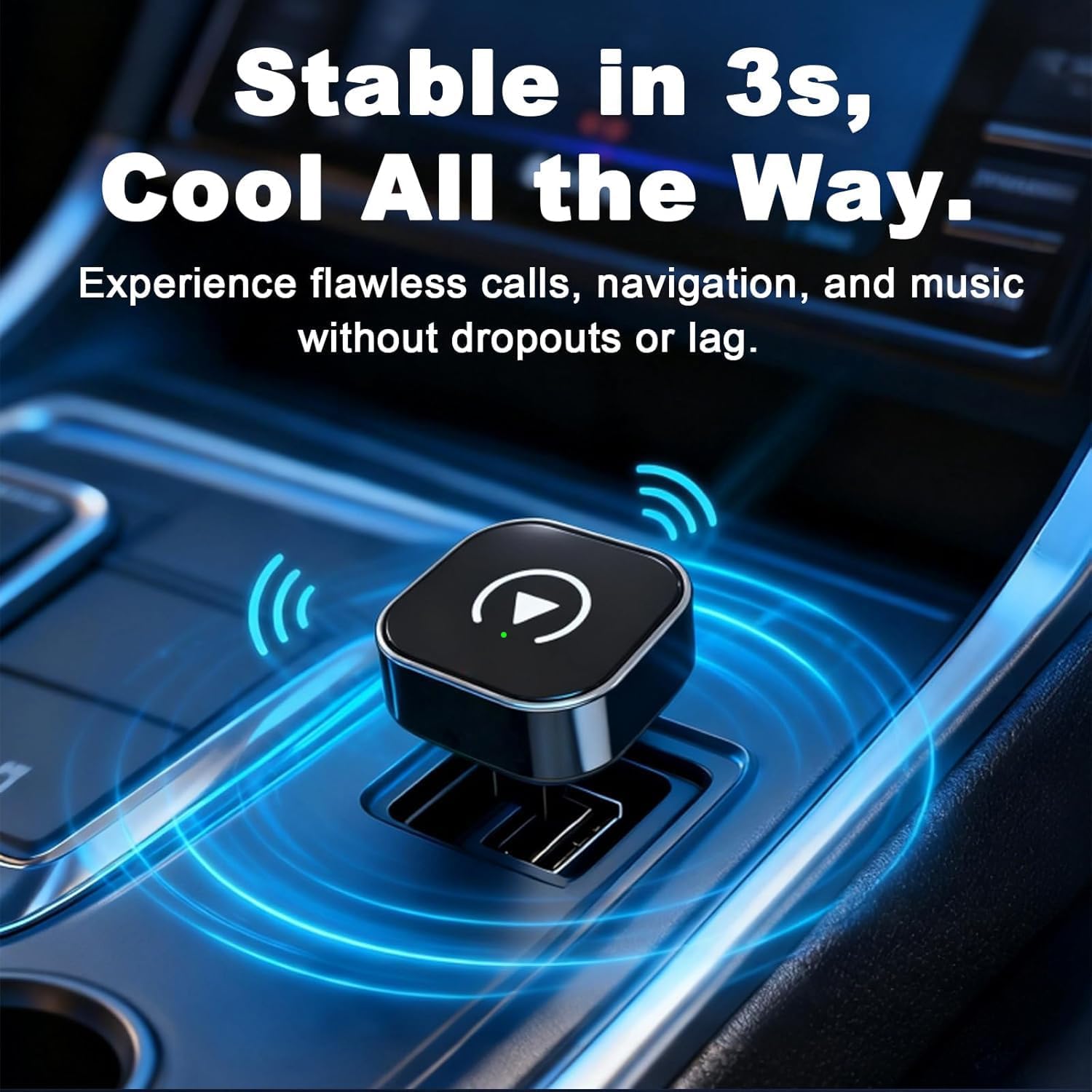 Imagen de 2 en 1 Adaptador CarPlay Inalámbrico, CarPlay Cableado a Inalámbrico, para Coches con CarPlay/Android Auto, para iPhone iOS 10+ & Android 11+, Compacto y Estable Bluetooth Car Play Wireless Adapter