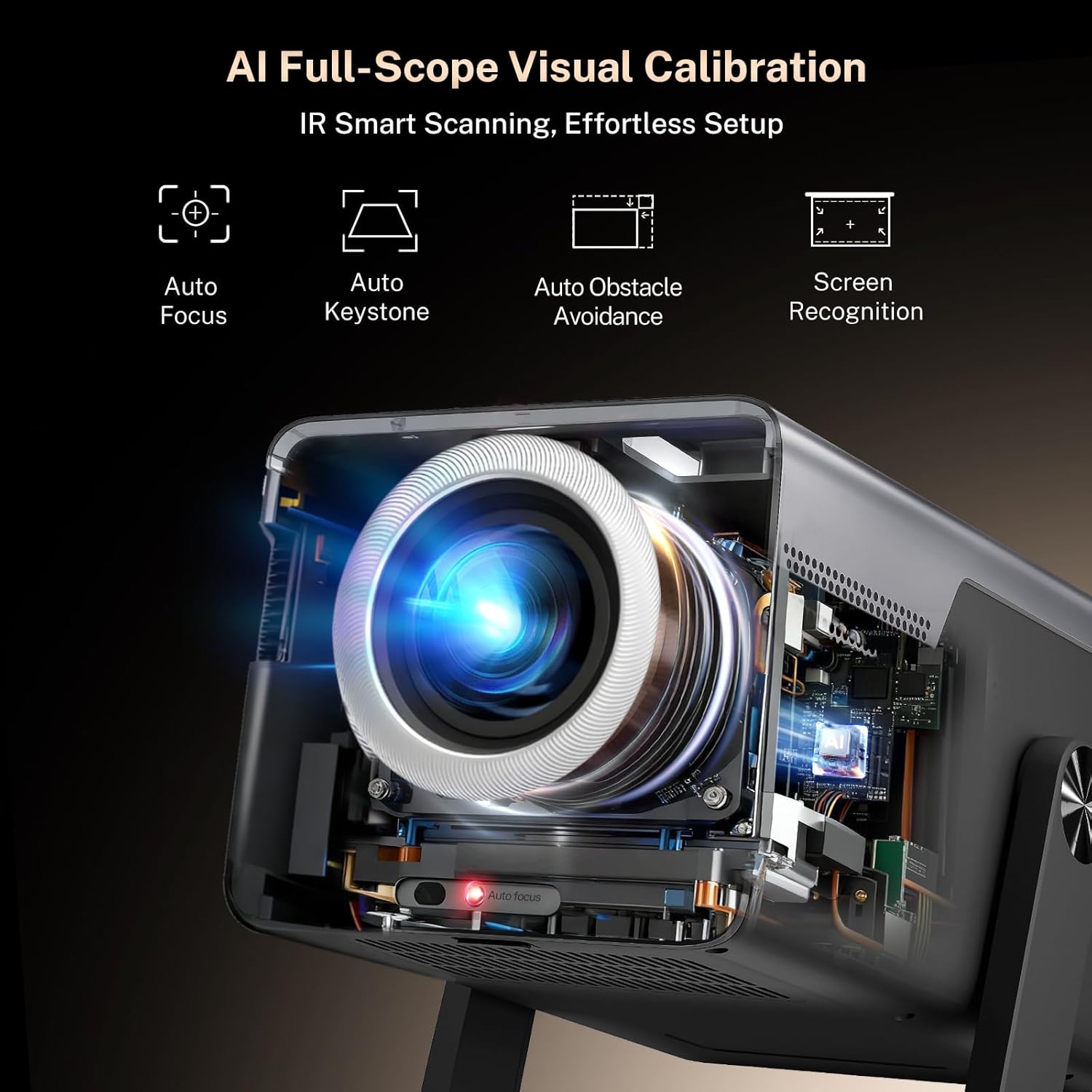 Imagen de [2000 ANSI / 1080P UHD Nativo/Calibración Visual IA] Proyector con 8K/4K Soporte, Proyector Inteligente X7 con Android 14, Enfoque y Corrección Automáticos, Audio Hi-Res, WiFi 6 & Bluetooth 5.4