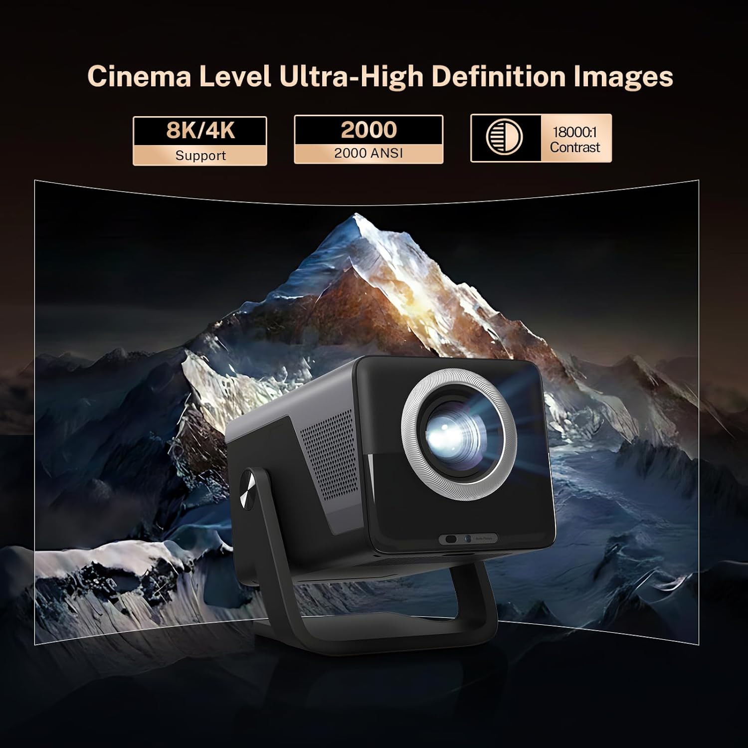 Imagen de [2000 ANSI / 1080P UHD Nativo/Calibración Visual IA] Proyector con 8K/4K Soporte, Proyector Inteligente X7 con Android 14, Enfoque y Corrección Automáticos, Audio Hi-Res, WiFi 6 & Bluetooth 5.4