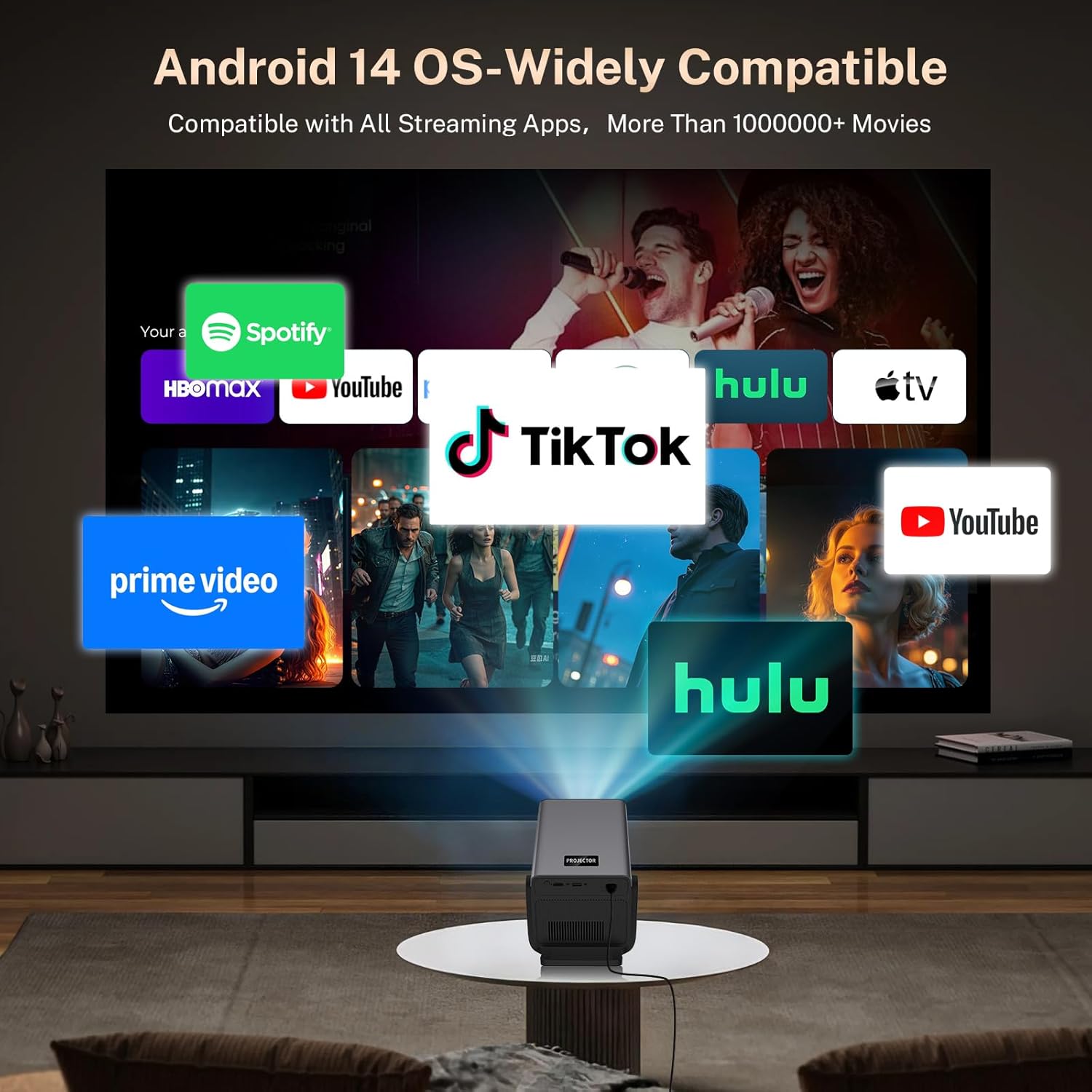 Imagen de [2000 ANSI / 1080P UHD Nativo/Calibración Visual IA] Proyector con 8K/4K Soporte, Proyector Inteligente X7 con Android 14, Enfoque y Corrección Automáticos, Audio Hi-Res, WiFi 6 & Bluetooth 5.4
