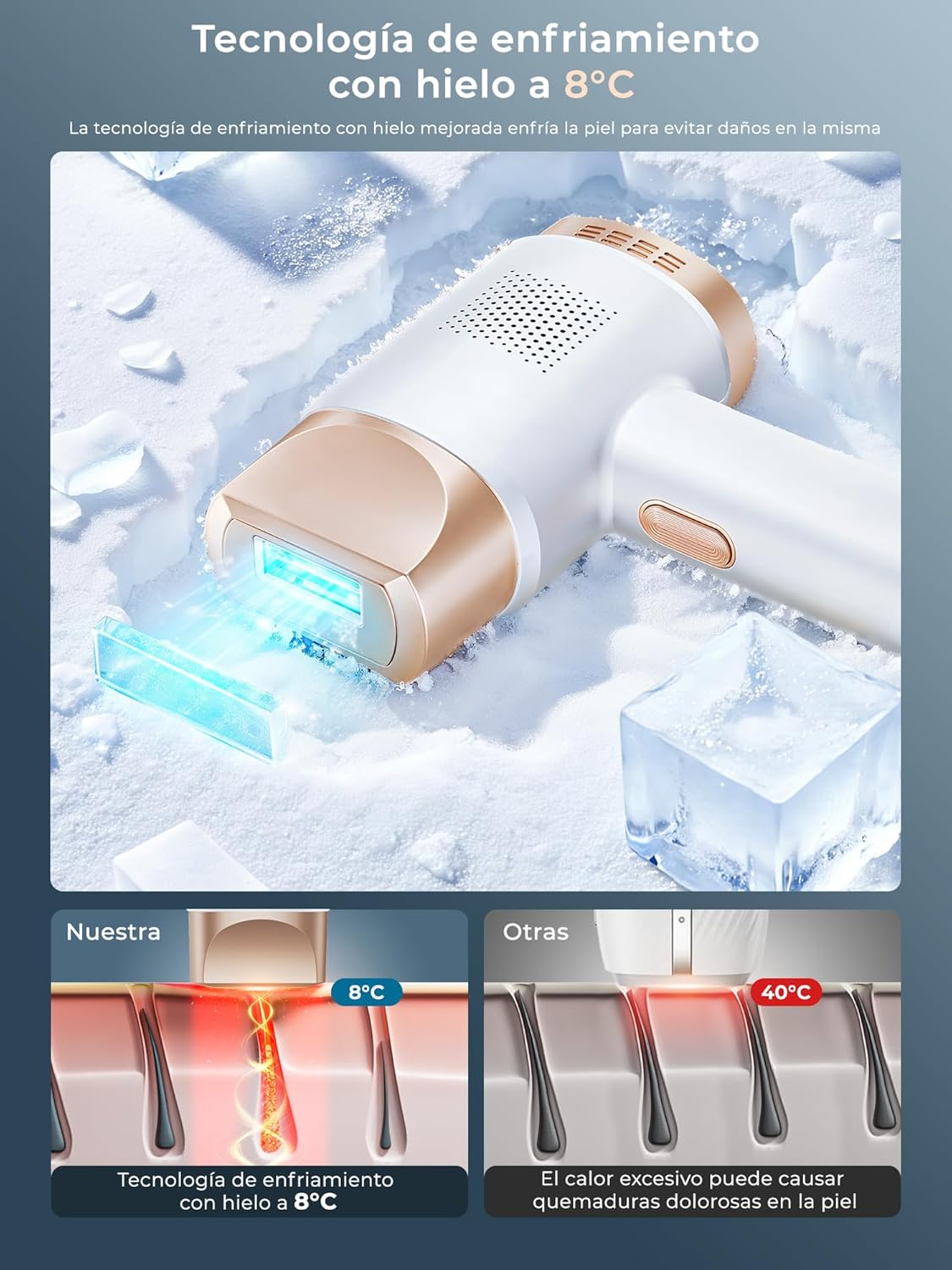 Imagen de 21J Depiladora Laser con Función de Refrigeración, 600-1200NM Depiladora Luz Pulsada con 9 Niveles de Energía, Pantalla Táctil LCD para Mujer y Hombre, Bikini, Axilas, Cara, Cuerpo Blanco
