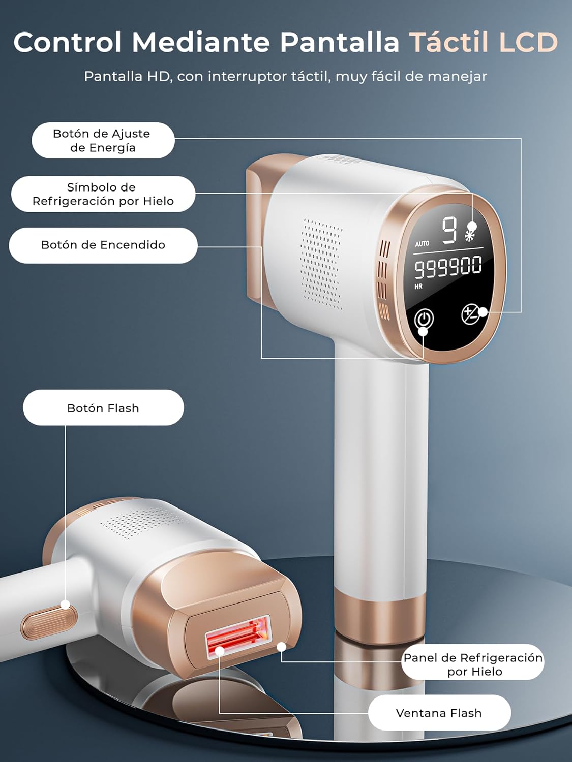 Imagen de 21J Depiladora Laser con Función de Refrigeración, 600-1200NM Depiladora Luz Pulsada con 9 Niveles de Energía, Pantalla Táctil LCD para Mujer y Hombre, Bikini, Axilas, Cara, Cuerpo Blanco