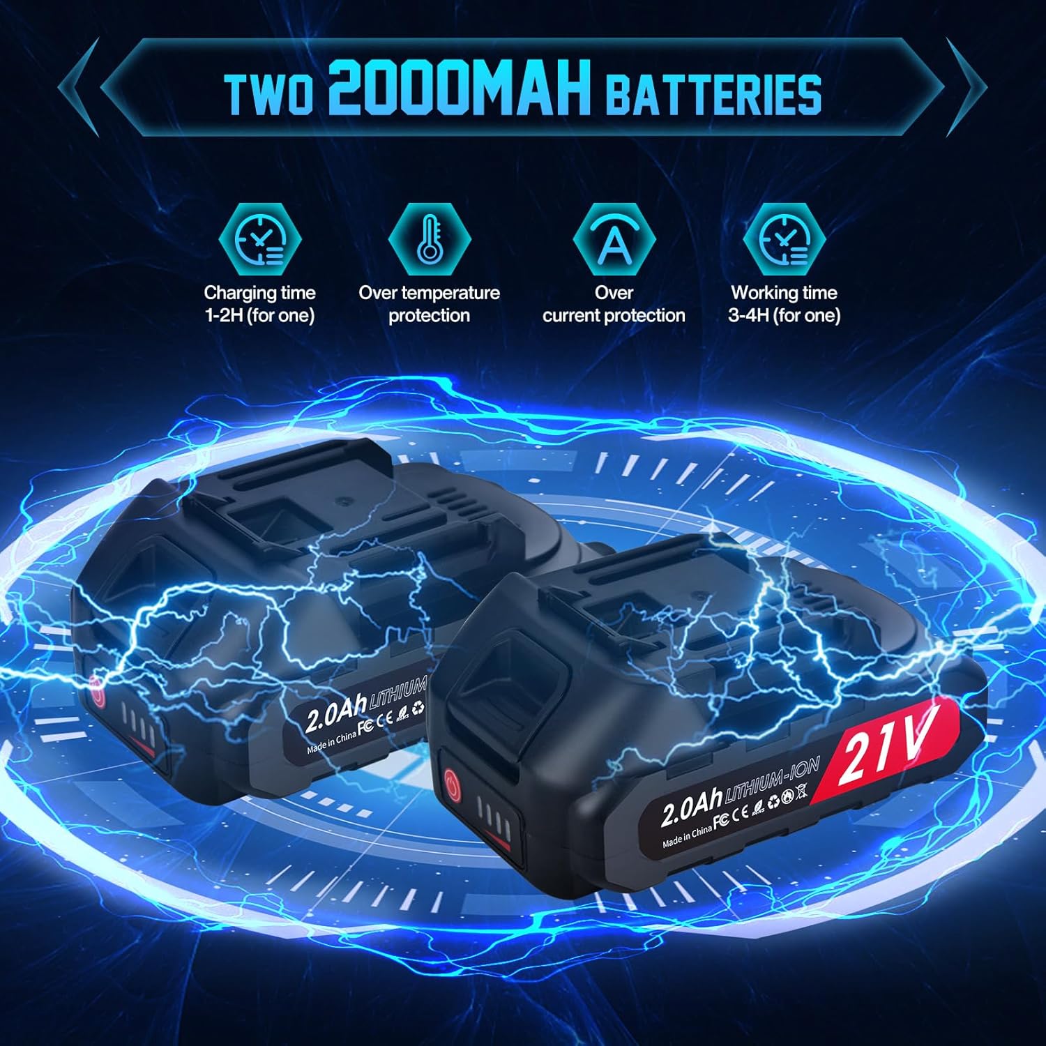 Imagen de 50mm Tijeras De Podar Electricas con 2 metros perca telescópica: Tijera podar telescopica 50-25mm Ajustables Hoja SK7 con 2 baterías de 21 V/2000 mAh - Tijeras de Podar Bateria Jardinería Olivos
