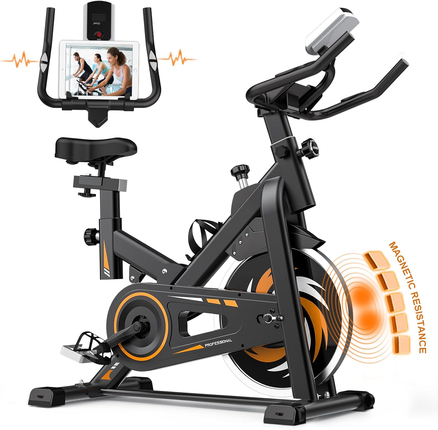 Decorcn Bicicleta Estatica Indoor, Bici Estatica Magnética con Volante 15 KG