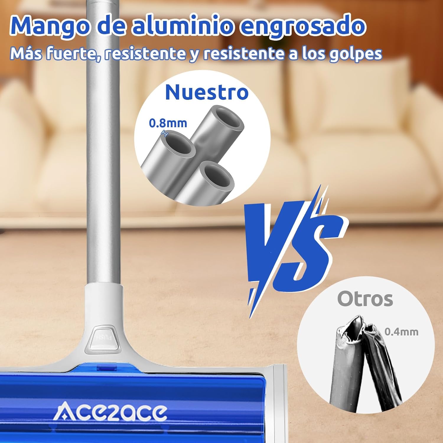 Imagen de ACE2ACE Rodillo Alfombras Quitapelos Mascotas, Rastrillo para Alfombras Reutilizable, Quitar Pelos de Mascotas con Mango de 1,5m, Ideal para Alfombras, Tapetes y Tapetes