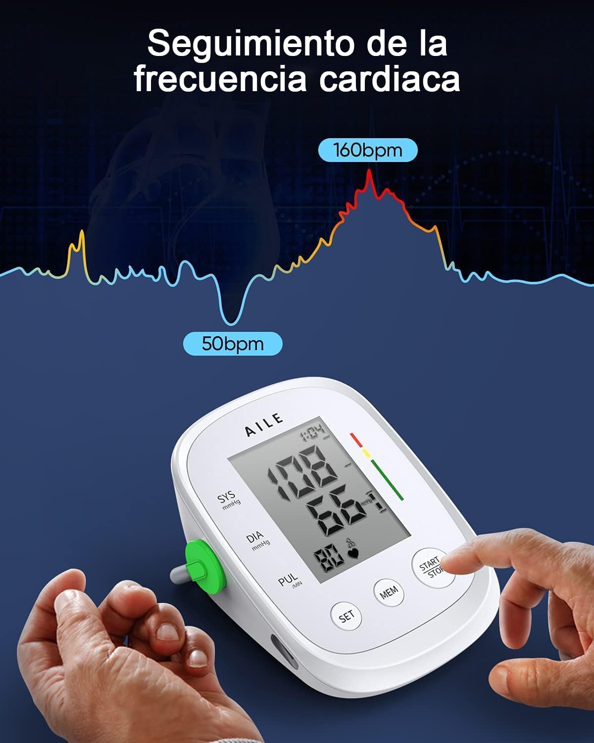 Imagen de AILE Tensiómetro de Brazo Digital, Medidor Tension Arterial