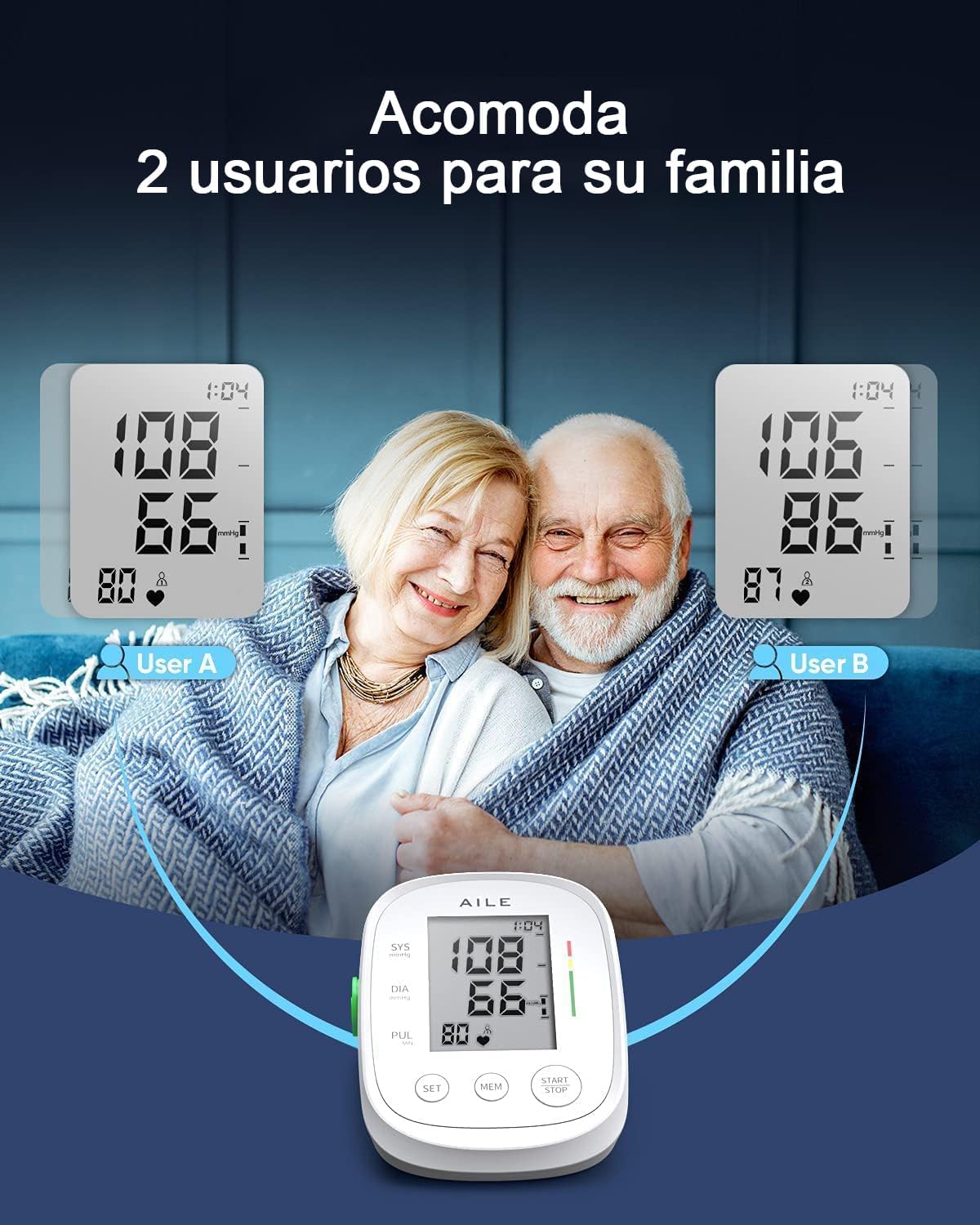 Imagen de AILE Tensiómetro de Brazo Digital, Medidor Tension Arterial