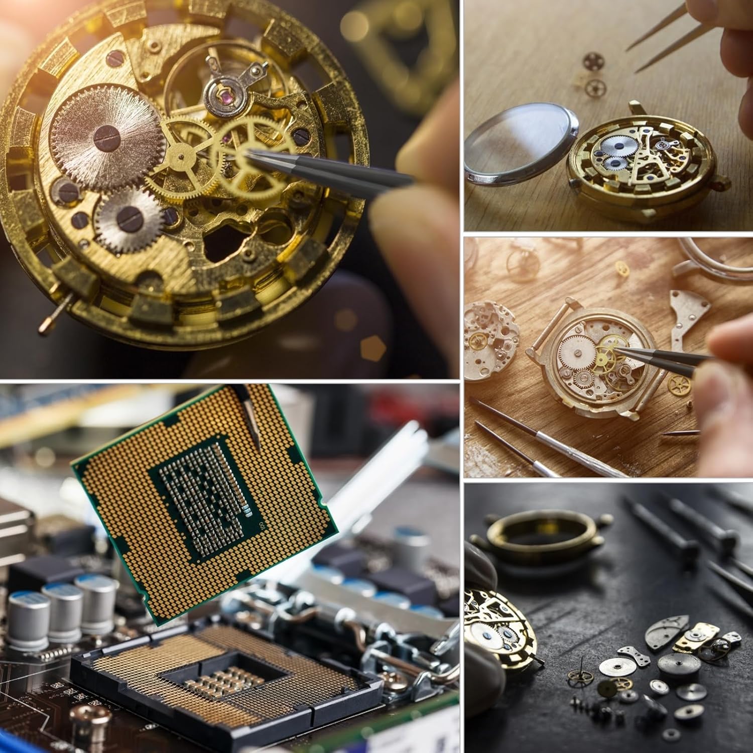 Imagen de Ainiv Kit 12 Pcs Pinzas de Precisión, Tweezers ESD Anti-Estáticas de Acero Inoxidable Electrónicas, Trabajo de Laboratorio, Joyería, Maintenance Tools, Negro