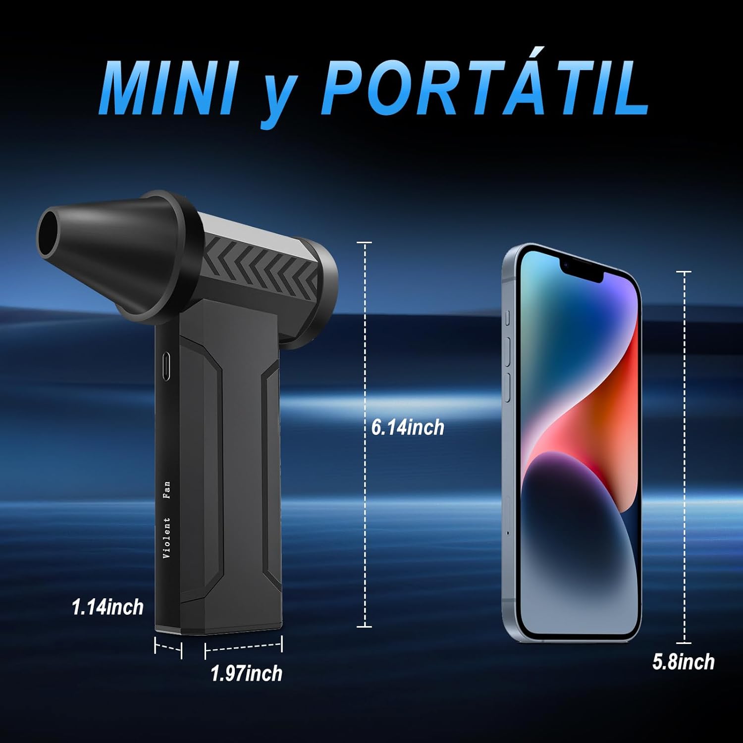 Imagen de Aire Comprimido Limpieza PC, 160000 RPM Aire Comprimido Eléctrico, Batería de 10000 mAh, 4 Velocidades Ajustables para Limpiar PC, Sofá, Teclado, Coche, el hogar