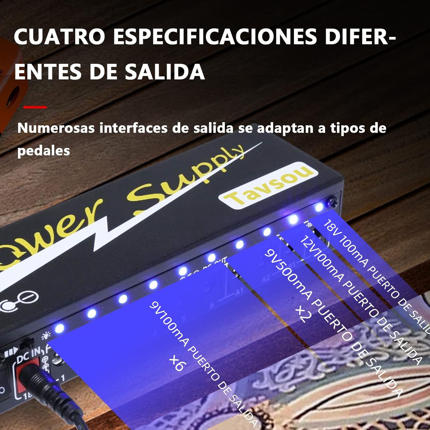 Imagen de Alimentación del Pedal de efecto de Guitarra con 10 Salidas de Corriente Continua Aisladas 9V / 12V / 18V EU Enchufe