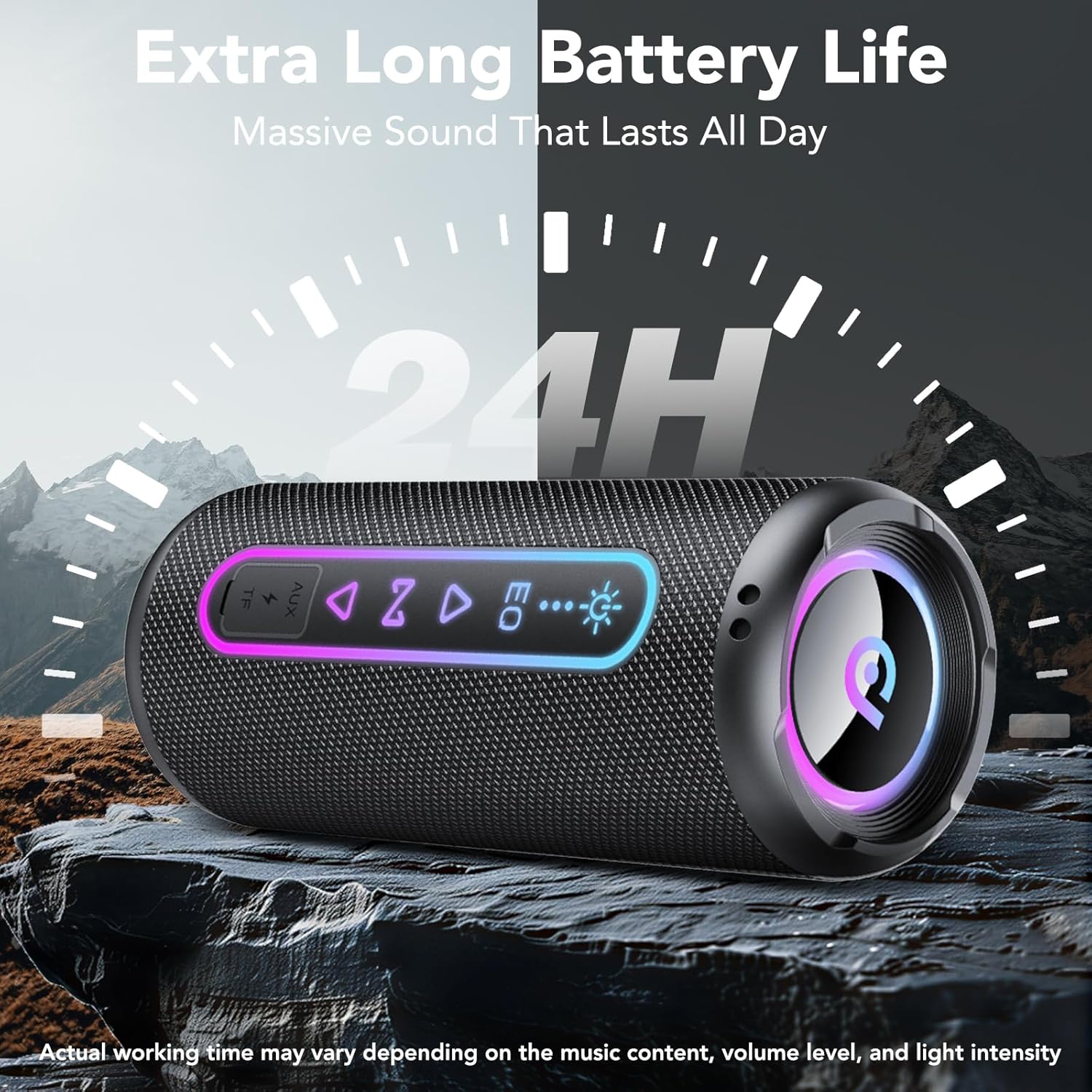 Imagen de Altavoz Bluetooth Potente 25W, Altavoz Bluetooth con Graves Duales, 24H Reproducción, 5 Modos RGB, Emparejamiento TWS, Impermeable IPX7, Soporte AUX/TF, Altavoz Portátil para Fiestas y Viajes