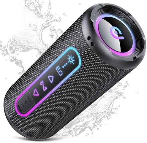 Imagen de Altavoz Bluetooth Potente 25W, Altavoz Bluetooth con Graves Duales, 24H Reproducción, 5 Modos RGB, Emparejamiento TWS, Impermeable IPX7, Soporte AUX/TF, Altavoz Portátil para Fiestas y Viajes