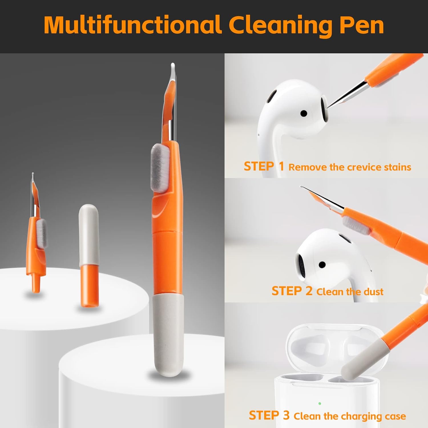 Imagen de Alyvisun Kit Limpieza Teclado, 11 en 1 Kit Limpieza PC Multifuncional, Cepillo de Limpiador Teclado con Extractor de Teclas, para Laptop, Teléfonos, Auriculares