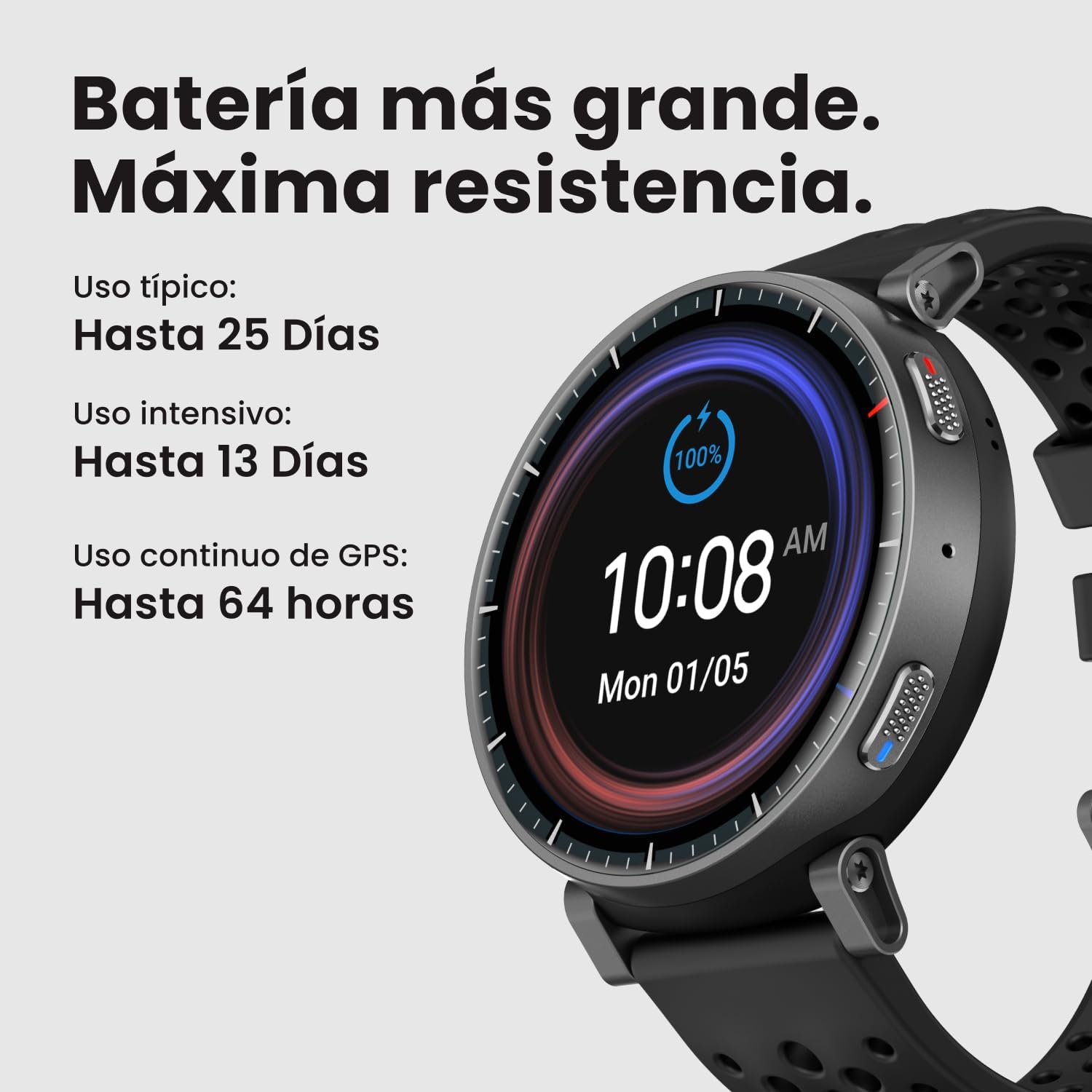 Imagen de Amazfit Active MAX Reloj Inteligente 48mm, Pantalla AMOLED 1.5", Batería hasta 25 Días, Mapas, NFC, GPS, 170+ Deportes, Resistente al Agua, Ritmo Cardíaco y Sueño, Smartwatch para Android iPhone