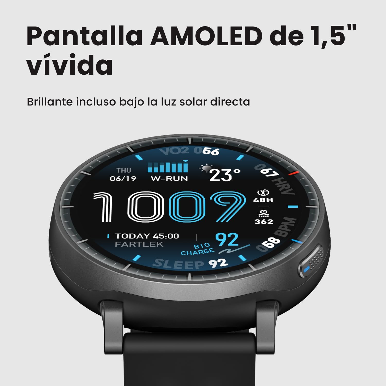 Imagen de Amazfit Active MAX Reloj Inteligente 48mm, Pantalla AMOLED 1.5", Batería hasta 25 Días, Mapas, NFC, GPS, 170+ Deportes, Resistente al Agua, Ritmo Cardíaco y Sueño, Smartwatch para Android iPhone