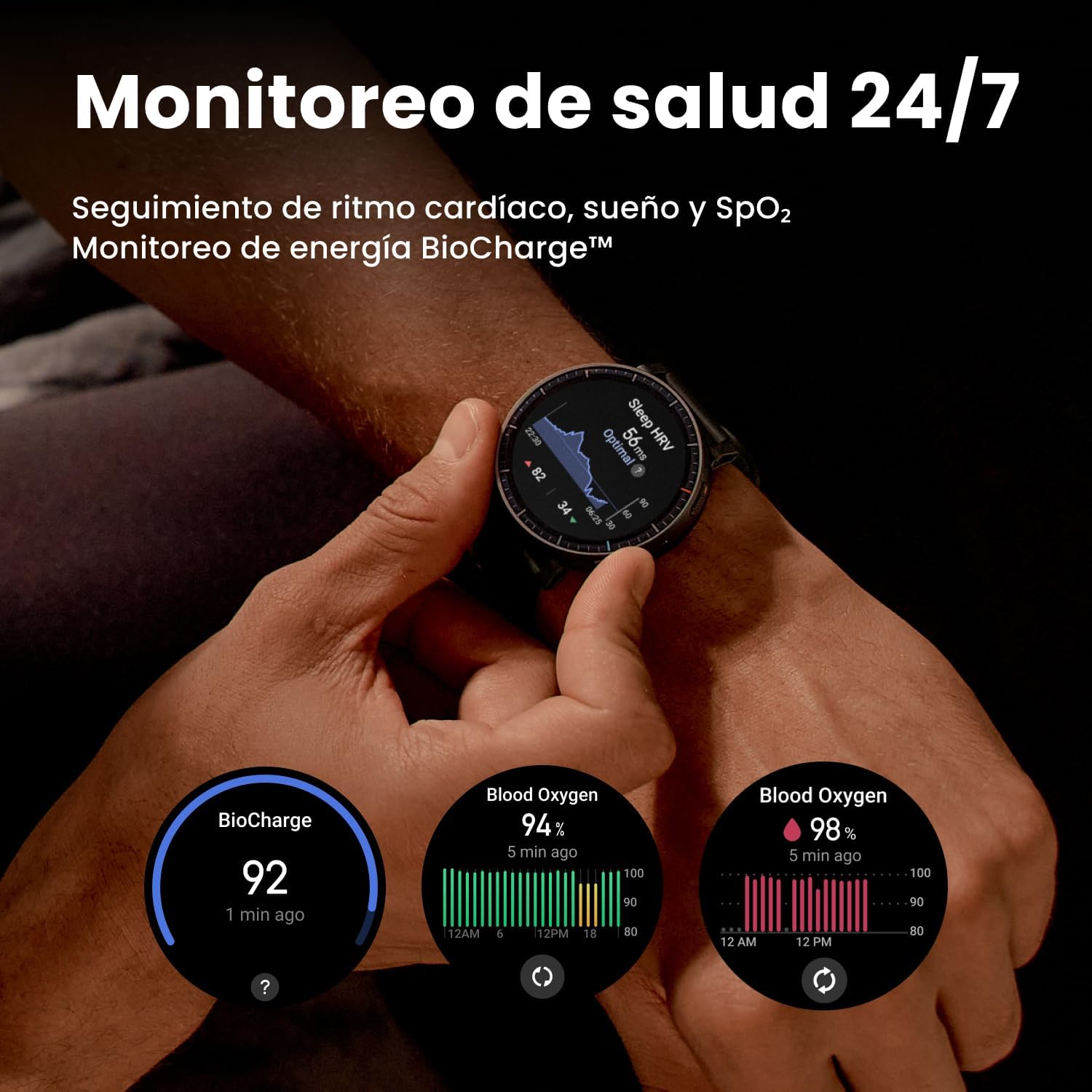 Imagen de Amazfit Active MAX Reloj Inteligente 48mm, Pantalla AMOLED 1.5", Batería hasta 25 Días, Mapas, NFC, GPS, 170+ Deportes, Resistente al Agua, Ritmo Cardíaco y Sueño, Smartwatch para Android iPhone