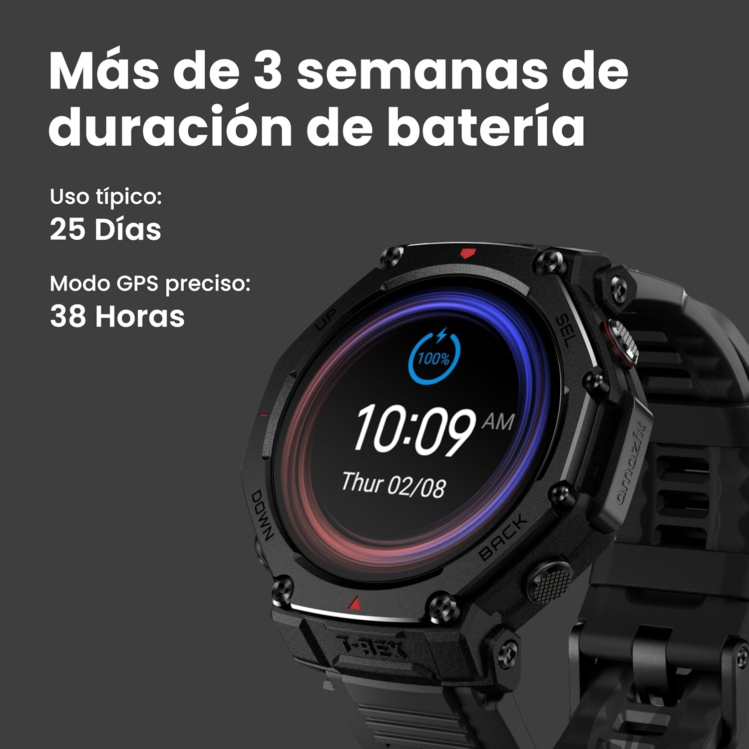 Imagen de Amazfit T-Rex 3 Pro Reloj Inteligente Deportivo para Hombre, Pantalla AMOLED de Zafiro, Bisel de Titanio, GPS de Banda Dual, Mapas Sin Conexión, Linterna Incorporada, para Android iPhone