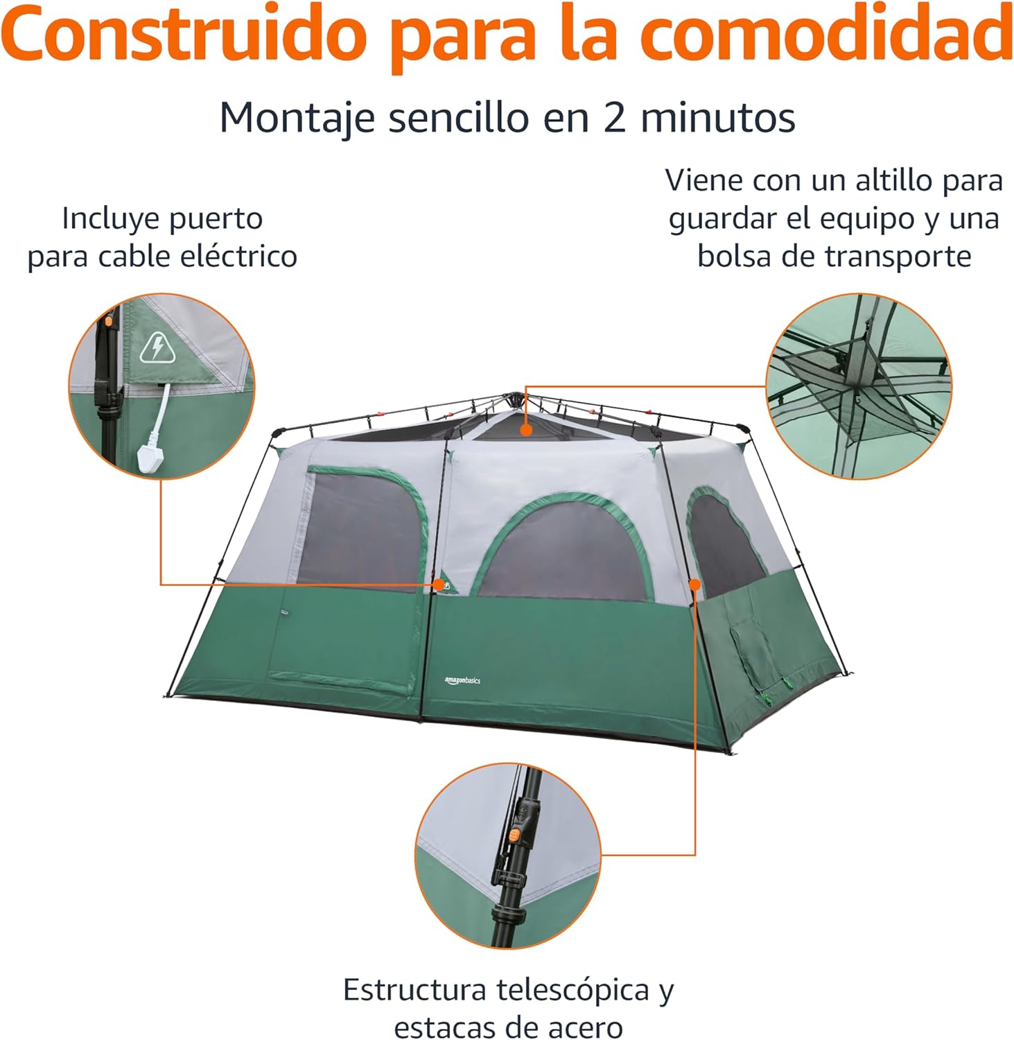 Imagen de Amazon Basics Tienda de campaña instantánea con Cubierta para la Lluvia y Bolsa de Transporte