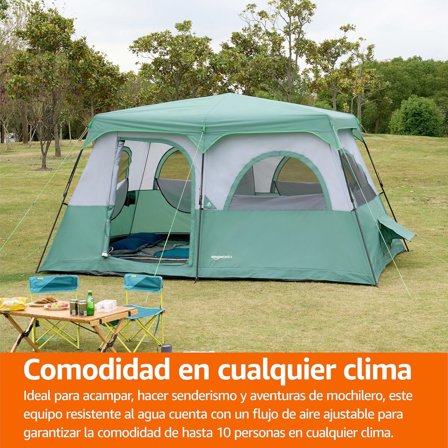 Imagen de Amazon Basics Tienda de campaña instantánea con Cubierta para la Lluvia y Bolsa de Transporte