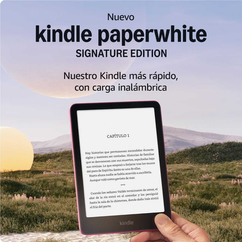 Imagen de Amazon Kindle Paperwhite Signature Edition (última generación) | Nuestro Kindle más rápido, con luz frontal autorregulable, carga inalámbrica y semanas de batería | 32 GB | Negro metalizado