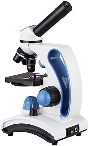 Imagen de AmScope M162C-2L-PB10 Microscopio escolar de metal con lente de cristal y 2 luces, 40x - 1000x