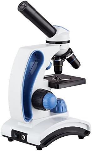 Imagen de AmScope M162C-2L-PB10 Microscopio escolar de metal con lente de cristal y 2 luces, 40x - 1000x