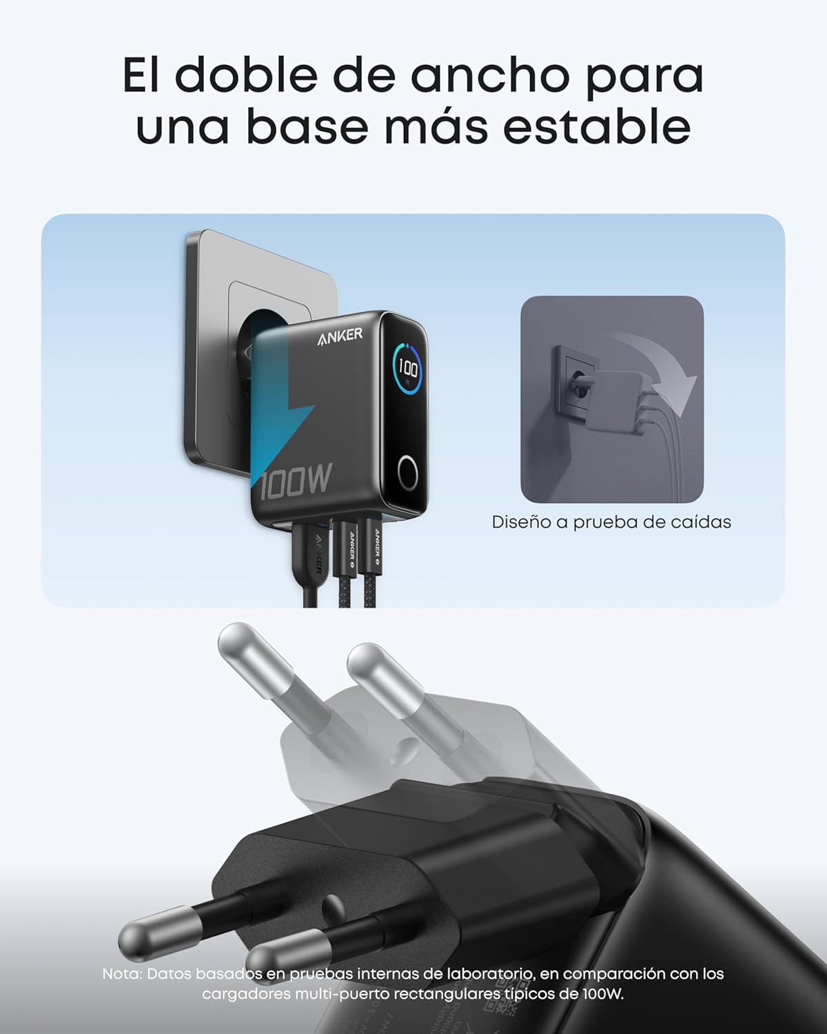 Imagen de Anker Cargador USB C 100 W, Cargador de Pared GAN Compacto de 3 Puertos, Pantalla Inteligente, Control por Toque, Compatible con MacBook, iPad, Series iPhone 17/16/15