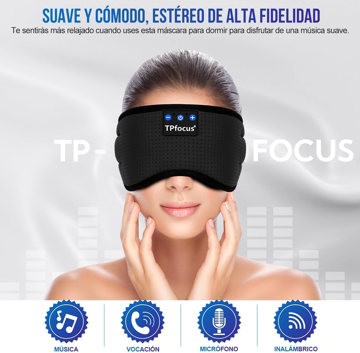 Imagen de Antifaz para Dormir Auriculares Bluetooth Diadema, Antifaces para Dormir Verano de Lado Antifaz Seda para Oficina, Viajes Aéreos, ASMR,Gadgets Tecnológicos Geniales, (Negro)