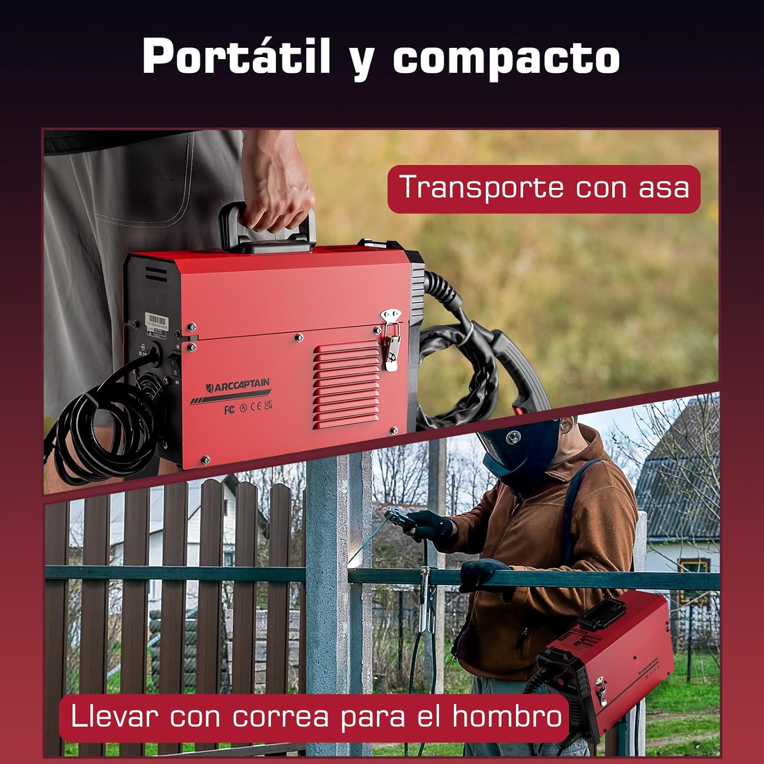 Imagen de ARCCAPTAIN Maquina de Soldar Hilo con 140A, 4 en 1 Soldador de Hilo Sin Gas MIG para FLUX alambre tubular/Gas MIG/MMA E-Hand/LIFT TIG, Soldador Inverter IGBT de 230V