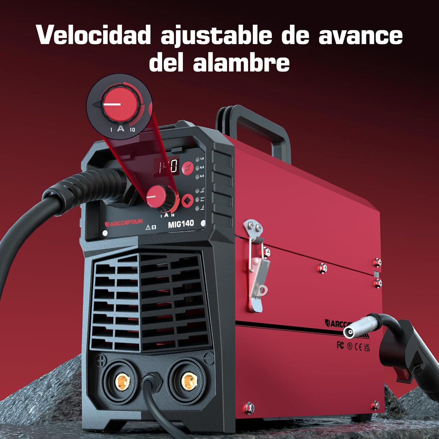 Imagen de ARCCAPTAIN Maquina de Soldar Hilo con 140A, 4 en 1 Soldador de Hilo Sin Gas MIG para FLUX alambre tubular/Gas MIG/MMA E-Hand/LIFT TIG, Soldador Inverter IGBT de 230V