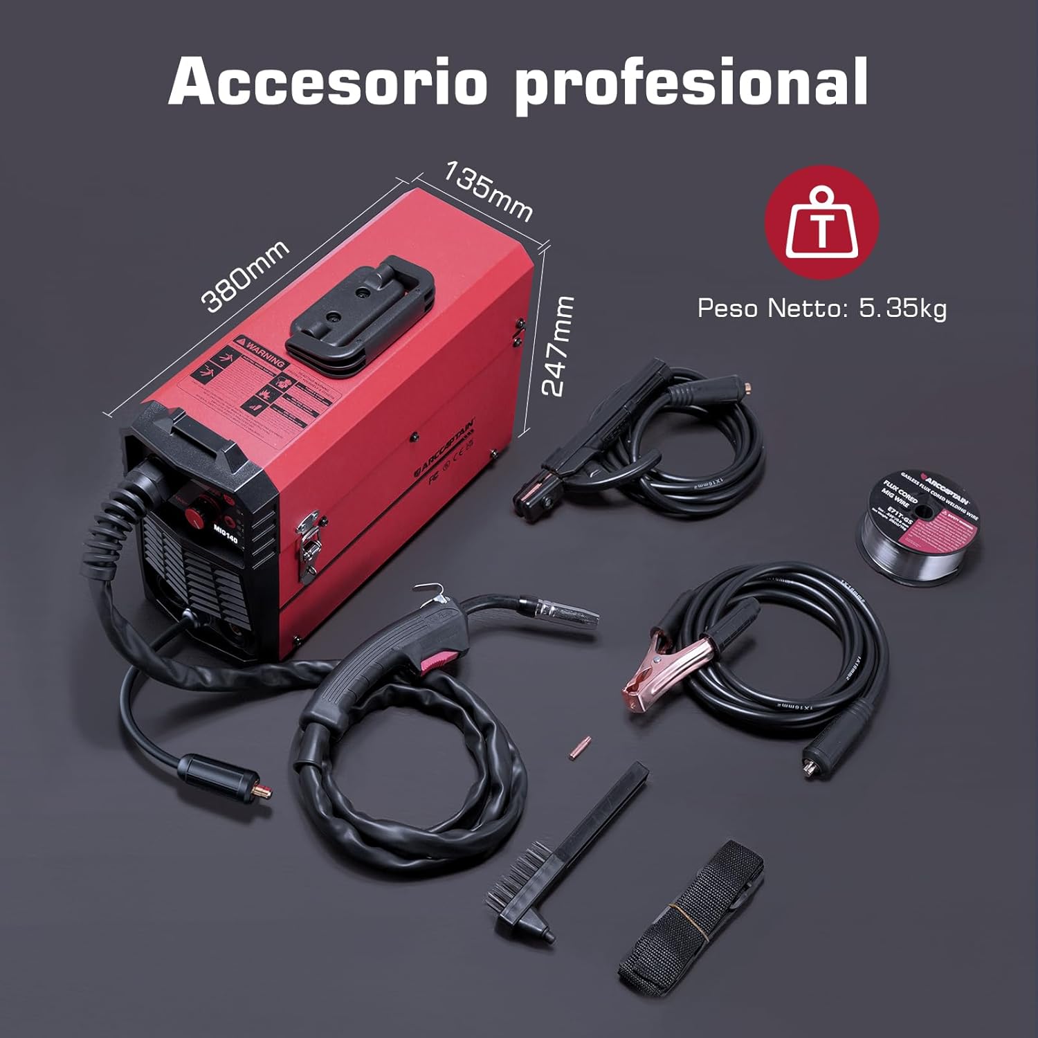 Imagen de ARCCAPTAIN Maquina de Soldar Hilo con 140A, 4 en 1 Soldador de Hilo Sin Gas MIG para FLUX alambre tubular/Gas MIG/MMA E-Hand/LIFT TIG, Soldador Inverter IGBT de 230V