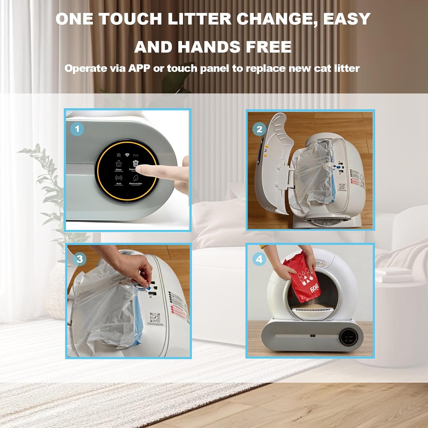 Imagen de Arenero Automatico Gatos, Arenero Electrico para Gatos con Eliminación de Olores, Control de App Sensor de Infrarrojos Silencioso con Múltiples Gatos
