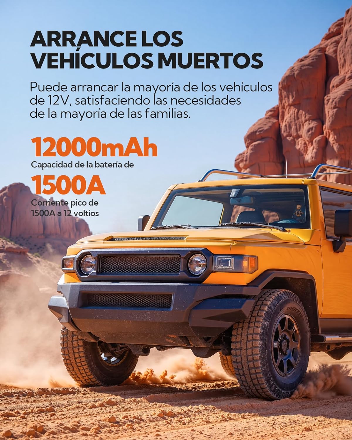 Imagen de Arrancador de Baterías de Coche,Booster para Coche con Compresor de Aire Portátil 7en1,Arranque de Batería con Inflador para vehículo de 12000 mAh,Kit de Emergencia del Conductor con Linterna LED