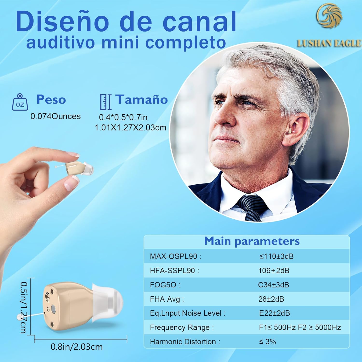 Imagen de Auriculares amplificados amplificador de sonido recargable mini portátil (Blanco)