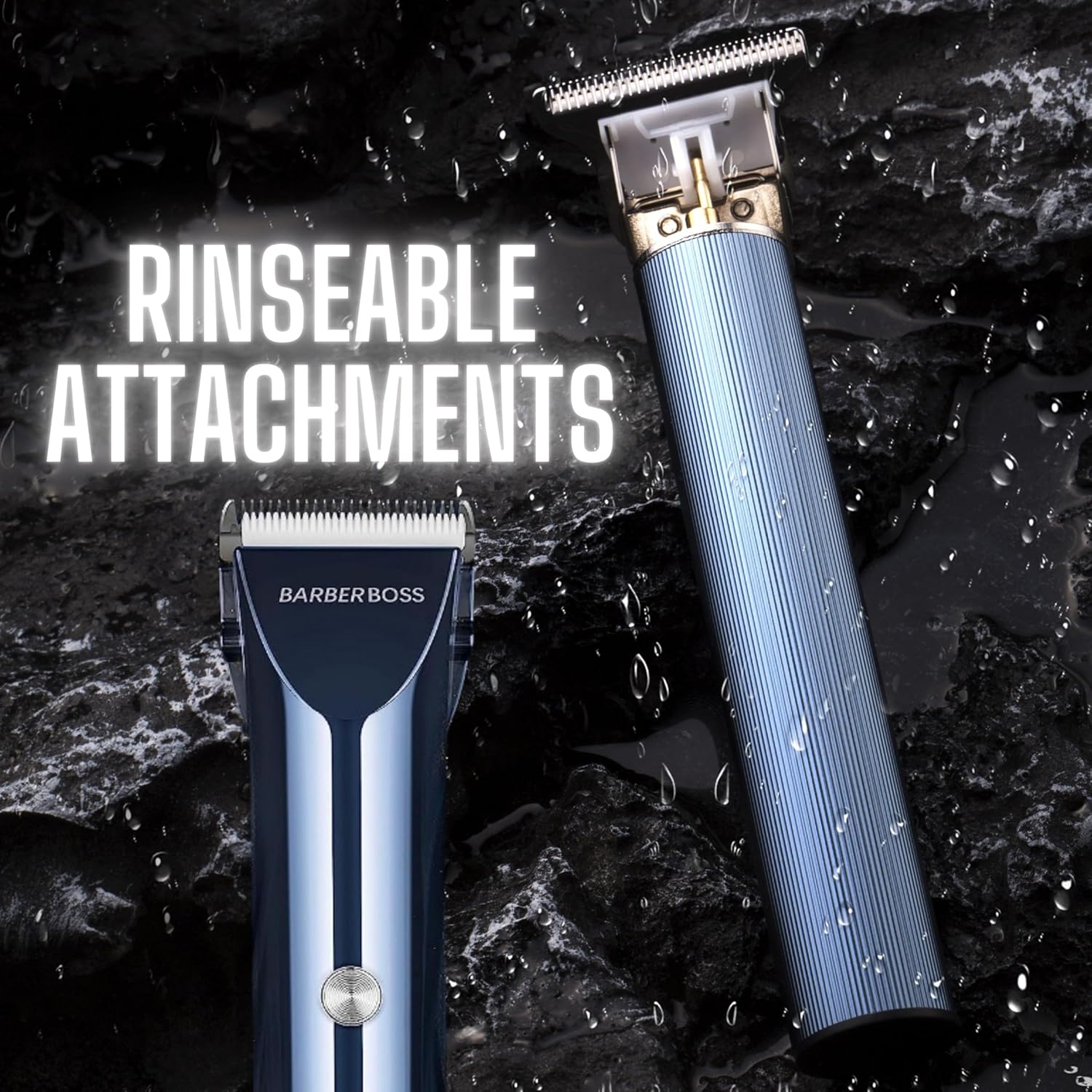 Imagen de Barberboss Cortadora de barba y cabello Turbo para hombre, recortadora inalámbrica LED, disco de cuchillas ajustable, carga rápida USB y juego peines, kit de cuidado personal para hombres