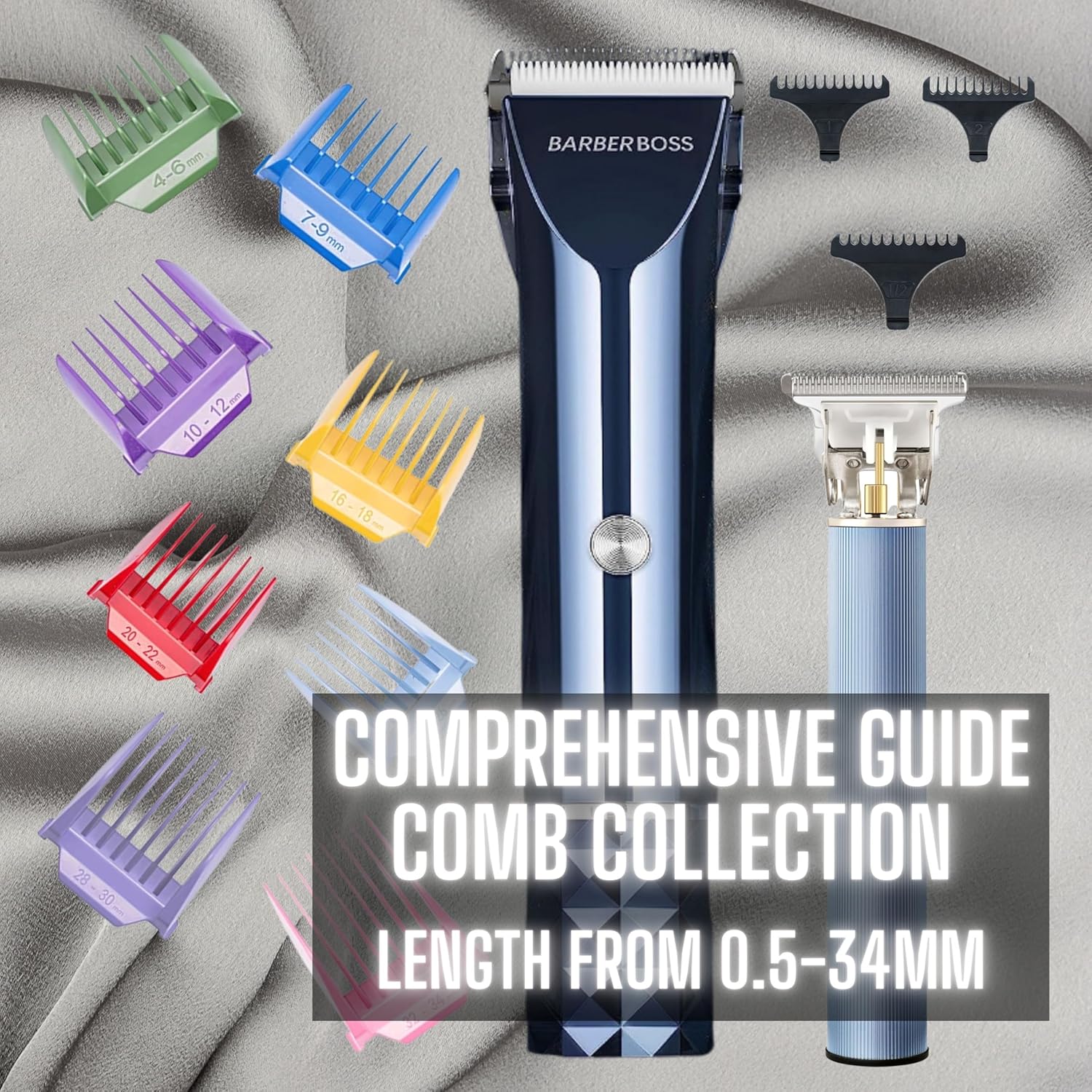 Imagen de Barberboss Cortadora de barba y cabello Turbo para hombre, recortadora inalámbrica LED, disco de cuchillas ajustable, carga rápida USB y juego peines, kit de cuidado personal para hombres