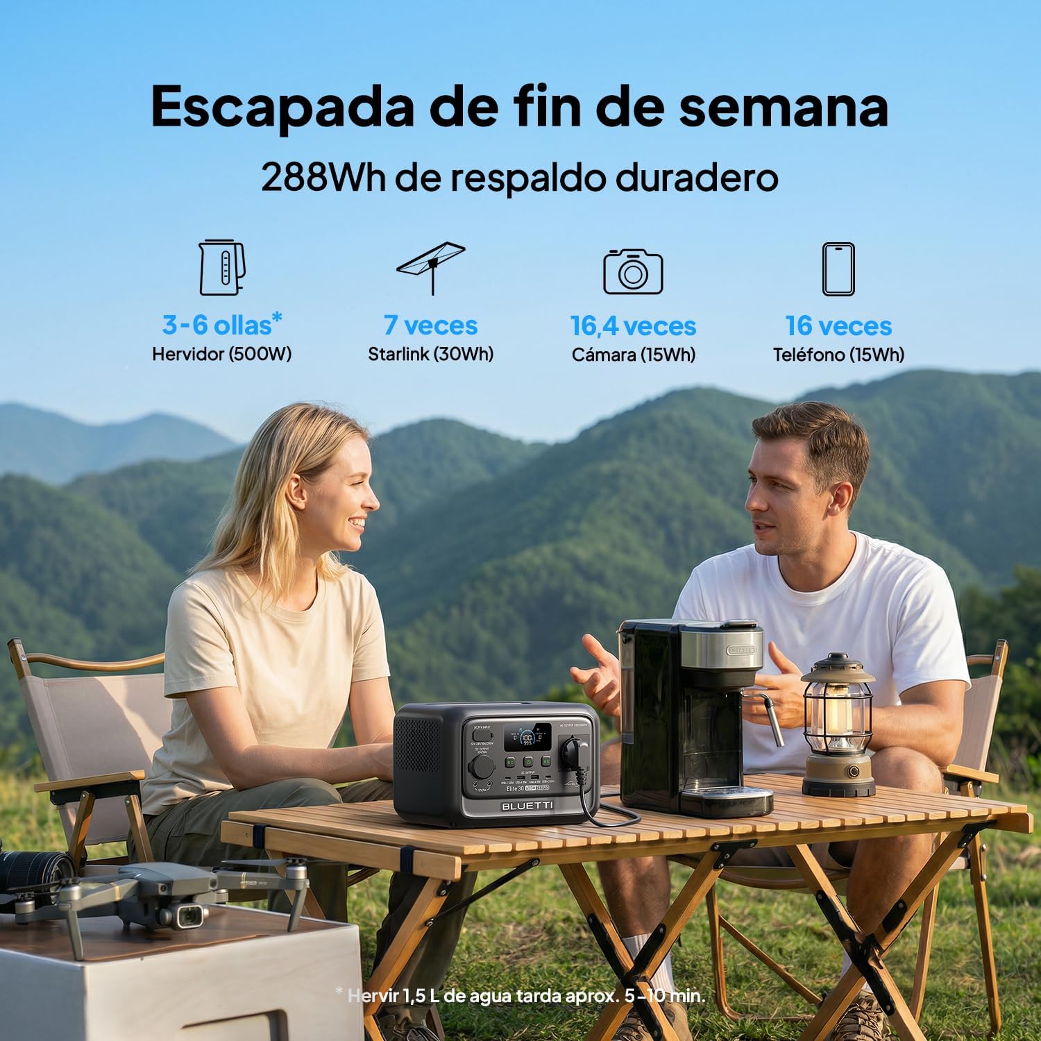 Imagen de BLUETTI Elite 30 V2 Estación de Energía Portátil, Generador Solar de 288Wh, 600W Salidas CA (Power Lifting 1500W), Batería LiFePO4 de Carga Rápida para Camping, Viajes por Carretera y Cortes de Luz
