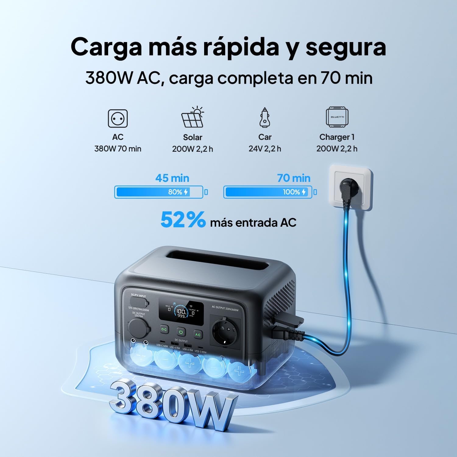 Imagen de BLUETTI Elite 30 V2 Estación de Energía Portátil, Generador Solar de 288Wh, 600W Salidas CA (Power Lifting 1500W), Batería LiFePO4 de Carga Rápida para Camping, Viajes por Carretera y Cortes de Luz