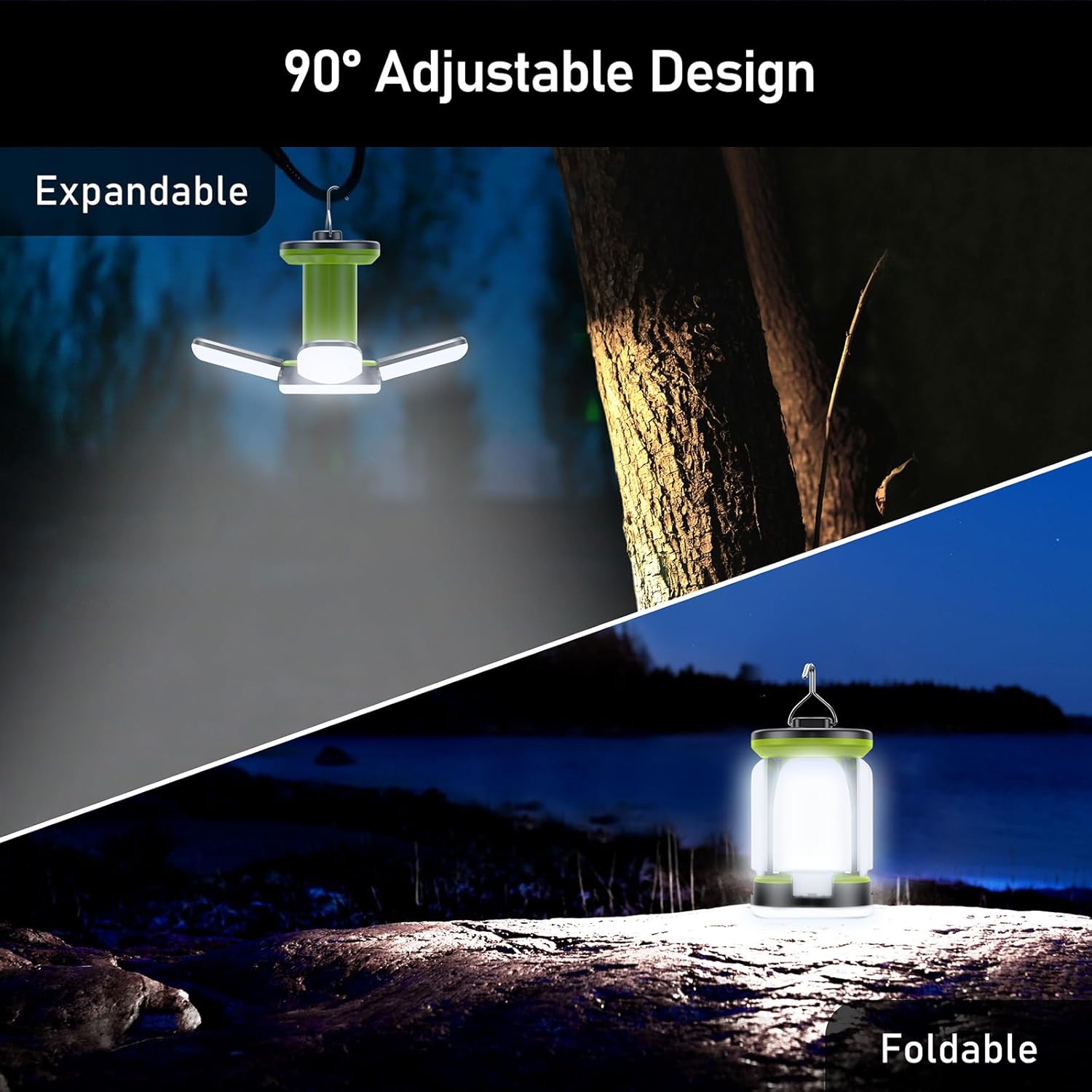 Imagen de Blukar Lámpara Camping, Linterna de Camping Led Recargable - 7 Modos Lluminación 60 LED Super Brillante Lampara Camping Más de 10 Horas de Duración de La Batería para Camping, Emergencia, Pesca, etc