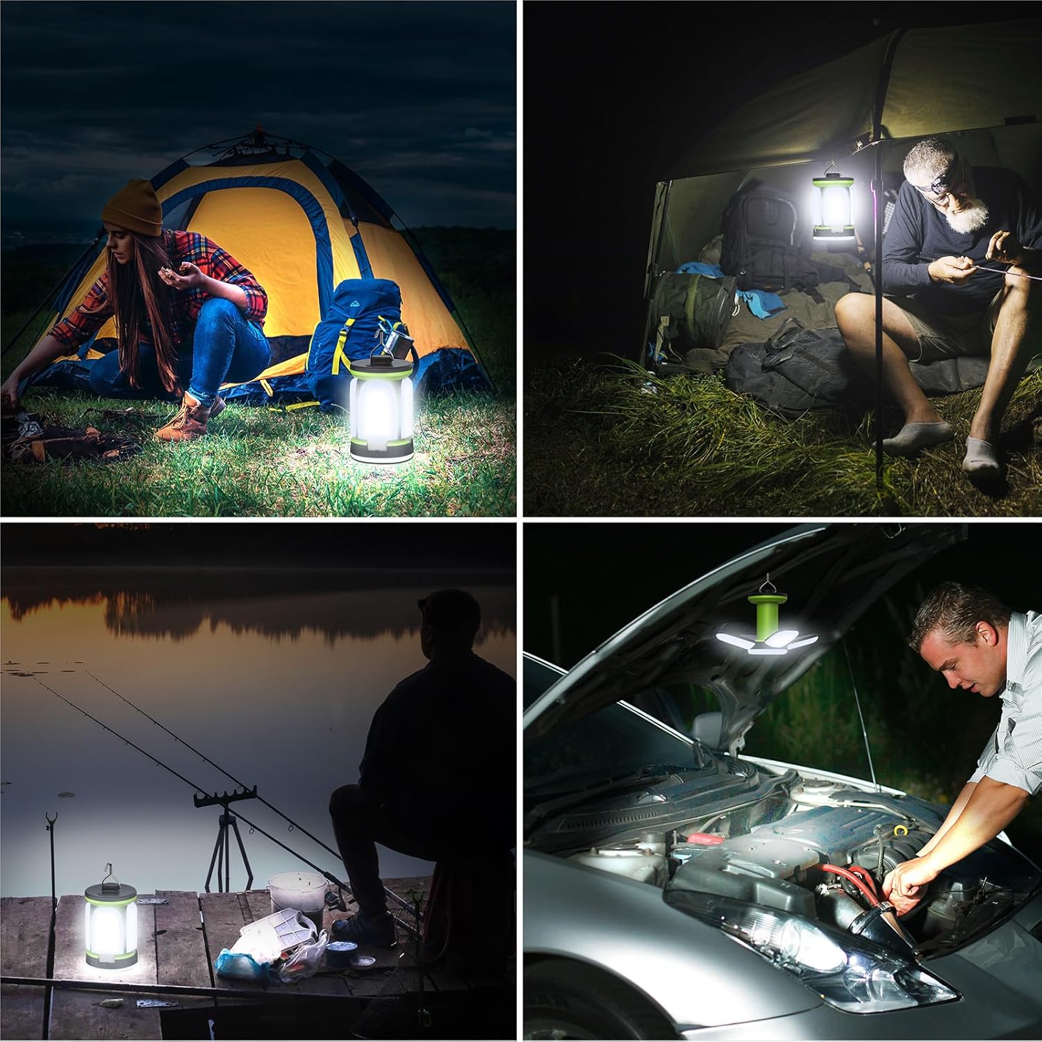 Imagen de Blukar Lámpara Camping, Linterna de Camping Led Recargable - 7 Modos Lluminación 60 LED Super Brillante Lampara Camping Más de 10 Horas de Duración de La Batería para Camping, Emergencia, Pesca, etc
