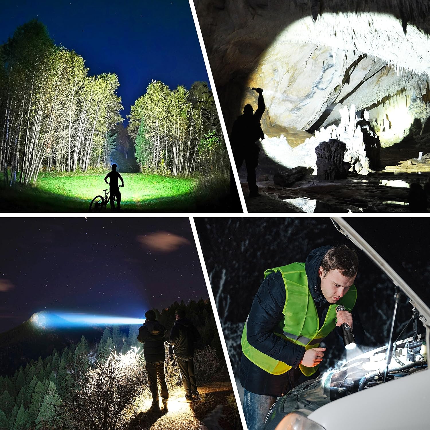 Imagen de Blukar Linternas LED Alta Potencia, Recargable Linternas con 5 Modos de Luz, Zoomable, Impermeable Portátil Linterna para Camping/Senderismo/Al aire Libre/Emergencias