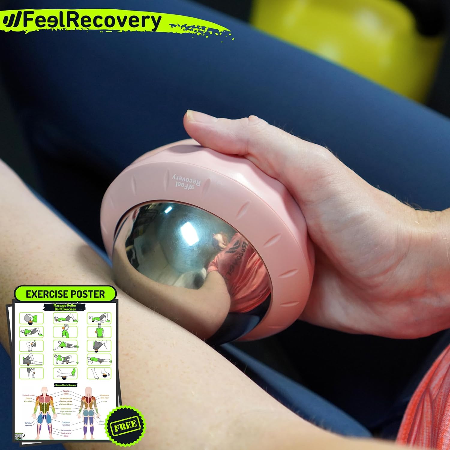 Imagen de Bola de Masaje Muscular Efecto Frío y Calor con Pelota de Metal y Gel 8cm Ø - Rodillo Masajeador Manual RollOn para Crioterapia, Relajación, Bienestar, Anticelulítico, Fascia, Espalda y Pies