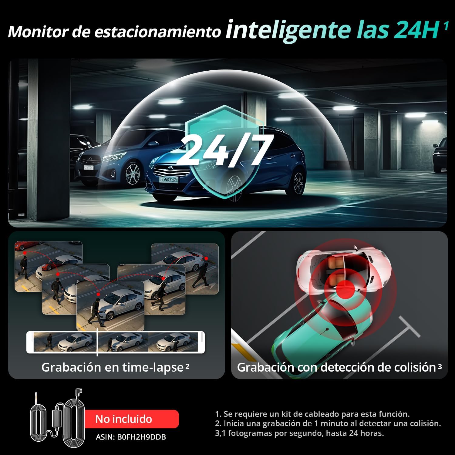 Imagen de BOTSLAB 4K Cámara Doble para Salpicadero Delantera y Trasera, Sensor STARVIS 2, GPS Integrado, Control por Voz, Cámara WiFi de 5 GHz para Automóviles, Tarjeta de 64 GB Incluida.