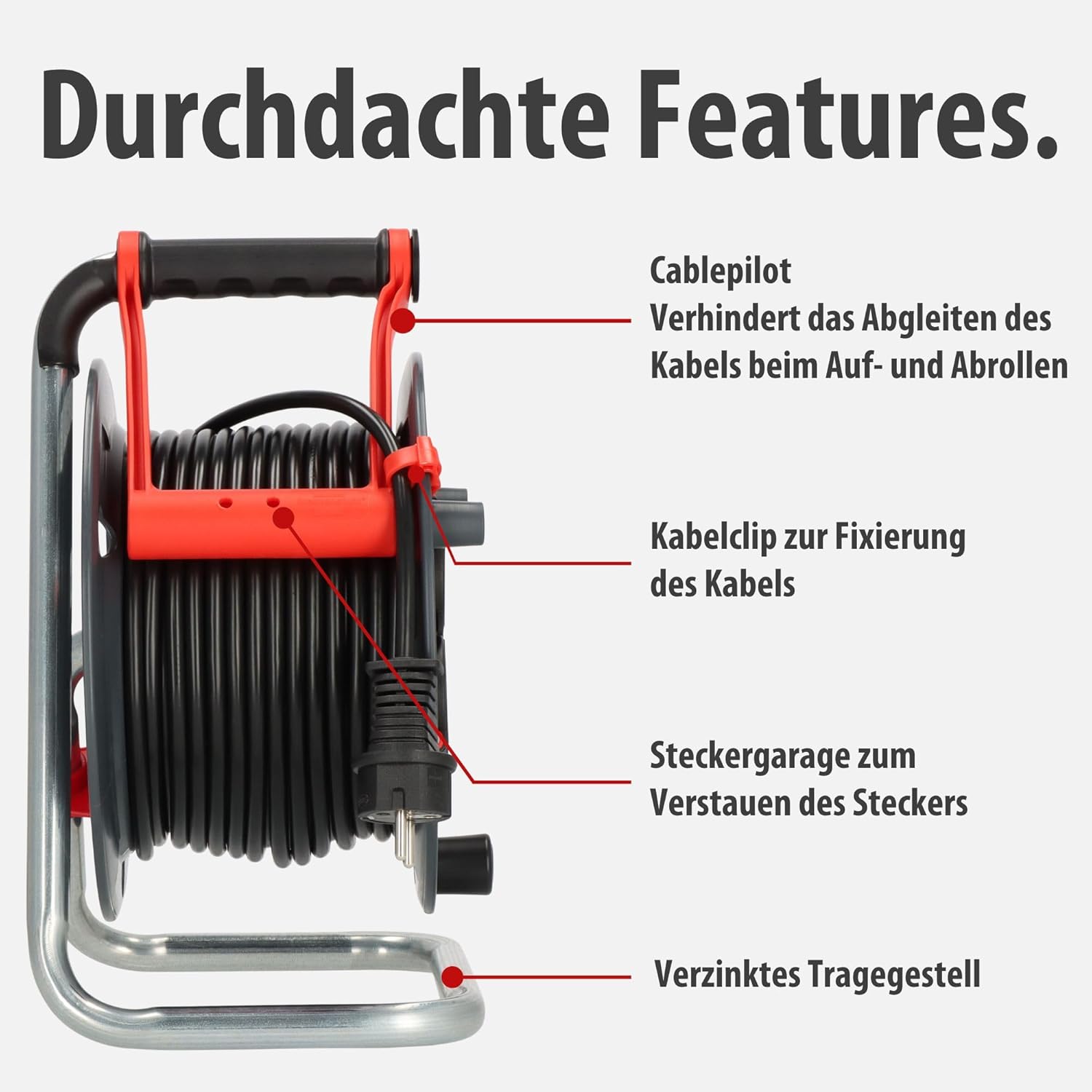 Imagen de Brennenstuhl Enrollacables Garant V2 IP44 25m exterior (Made in Germany, 3 tomas de corriente con contacto de puesta a tierra, plástico especial)