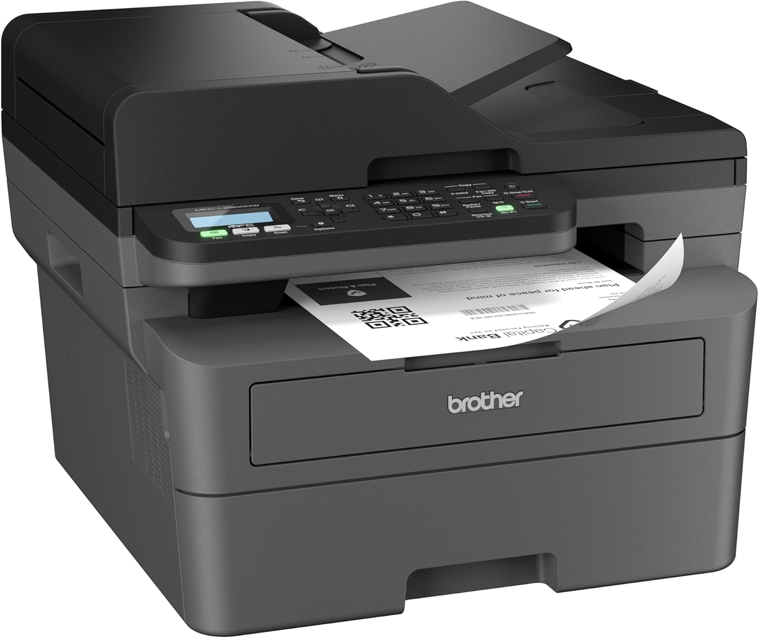Imagen de Brother MFCL2800DW, Impresora multifunción láser Monocromo WiFi con fax, impresión automática a Doble Cara y ADF de 50 Hojas