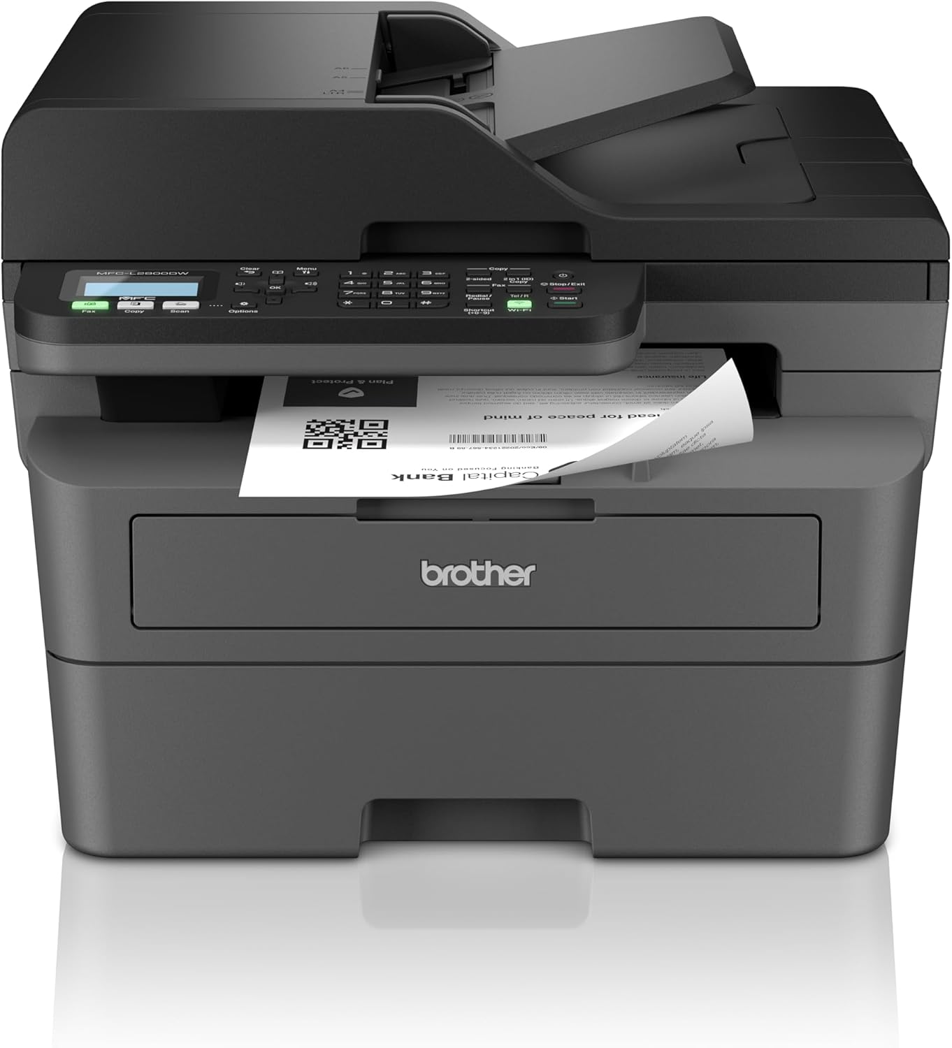 Imagen de Brother MFCL2800DW, Impresora multifunción láser Monocromo WiFi con fax, impresión automática a Doble Cara y ADF de 50 Hojas