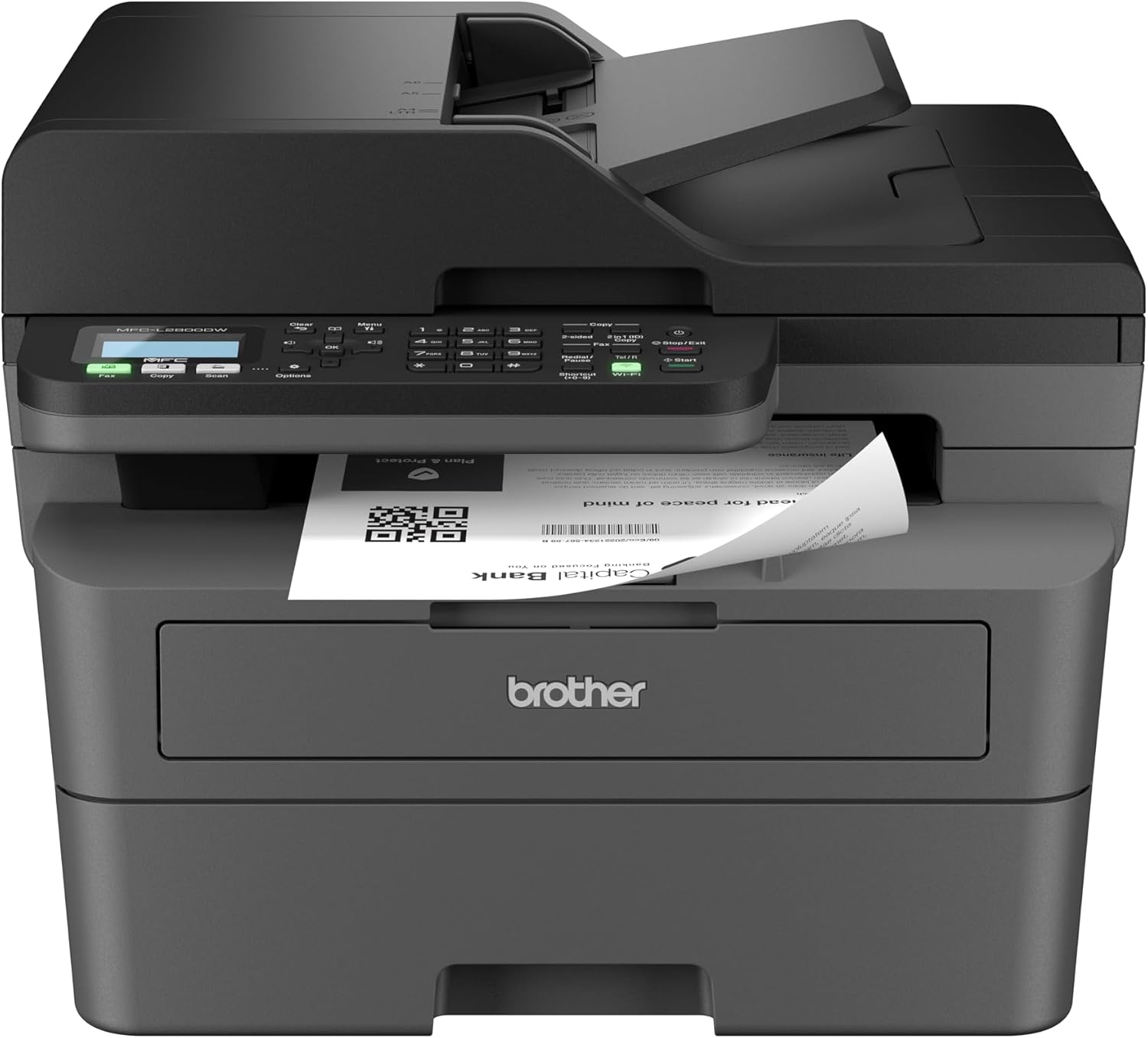 Imagen de Brother MFCL2800DW, Impresora multifunción láser Monocromo WiFi con fax, impresión automática a Doble Cara y ADF de 50 Hojas