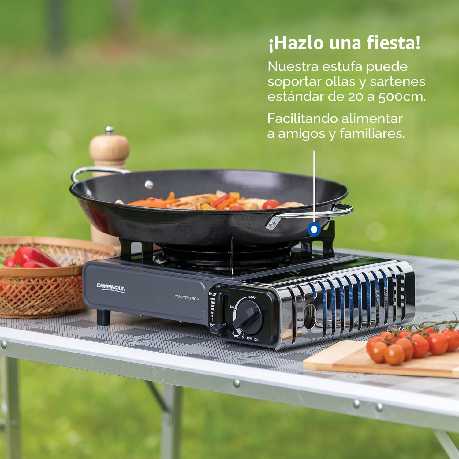 Imagen de Campingaz , Camp Bistro 3 Hornillo De Gas Individual Potencia 2200 W Unisex Adulto, Negro, Talla Única