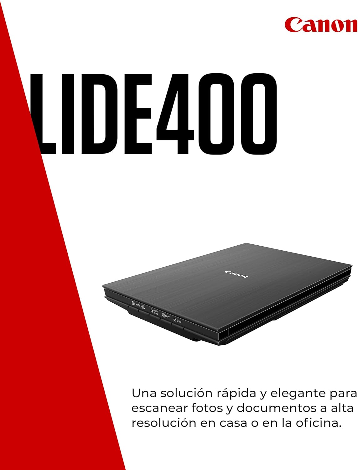 Imagen de Canon CanoScan LiDE 400 Escáner Plano, A4, Documentos y Fotografías, Escaneo y Copia Automática, Alta Resolución 4800 x 4800ppp, Escaneo de Alta Velocidad, Negro