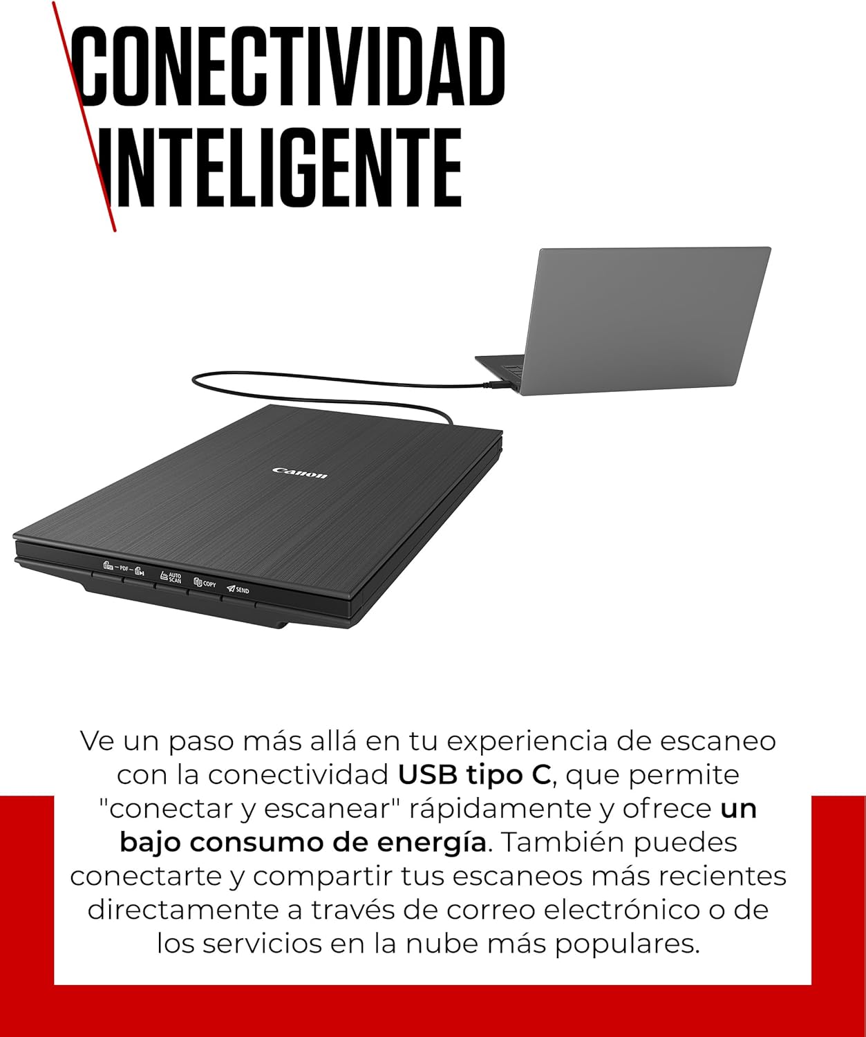 Imagen de Canon CanoScan LiDE 400 Escáner Plano, A4, Documentos y Fotografías, Escaneo y Copia Automática, Alta Resolución 4800 x 4800ppp, Escaneo de Alta Velocidad, Negro